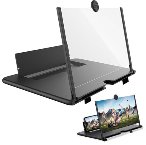 Screen Magnifier for Cell Phone, Mobile Phone Magnifier Projector Screen, Lupa De Pantalla Para Celular, Holder Stand with Screen Amplifier, Compatible with All Smartphones (Black,10 in)