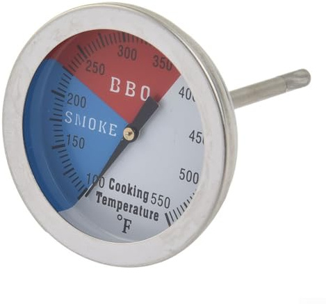 Termometro per grill, in acciaio inox, misuratore di temperatura per barbecue, analogico JX-5Y, bimetallico, con dado esagonale per griglie a gas