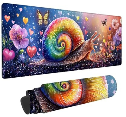 Tapis de Souris de Jeu, 800 x 300 mm XXL Tapis Souris Gaming Grand, Antidérapant Étanche, iExtended Long Clavier Mouse Pad XXL, Accessoire Bureau, pour Gamer, Ordinateur, PC (Escargots) i-783