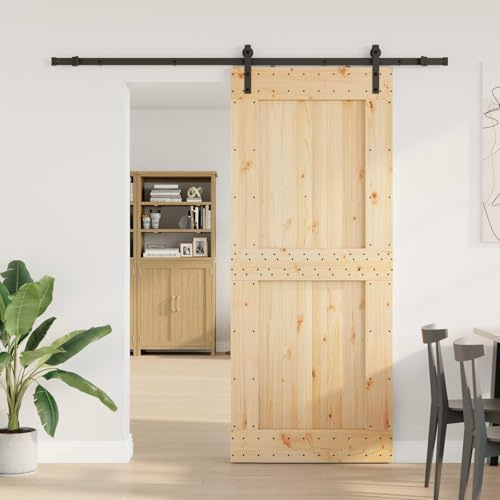 Schiebetür NARVIK 95 x 210 cm aus Massivkiefer, Raumteiler Tür mit Schienensystem, Schiebesystem für Innenbereich, Platzsparende Innentür
