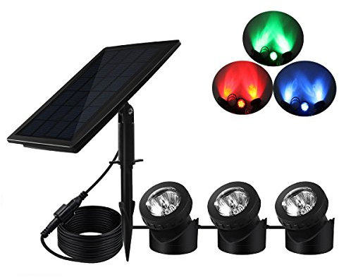 KINGCOO Solarprojektor Teichlichter, super helle 18 LED RGB Unterwasser-Landschaft Strahler Beleuchtung für Outdoor Garten Pool Unterwasser-Dekoration (RGB)