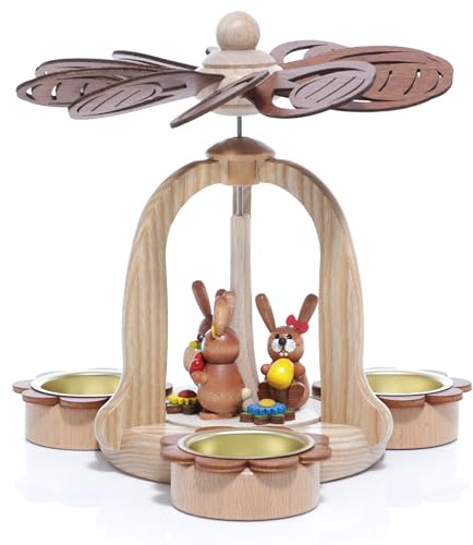 Rudolphs Schatzkiste Osterdekoration Pyramide mit 3 Osterhasen Natur BxHxT 19,2x17x19,2cm NEU Ostern Pyramide Osterpyramide Holzpyramide Tischdekoration Dekoration Weihnachten Wärmespiel Lichter