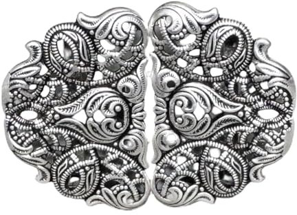 Hartmann-Knöpfe bildschöne silber Trachten Schliesse Schürzen Dirndl Schnalle Verschluss Metall 58mmx42mm, made in Germany, (1 Stück)
