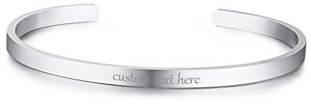 VNOX Gravure Bracelet Personnalisé Acier Inoxydable 3/4/5/8mm Relation Amicale Couple Bracelet d'inspiration Familiale ID Message Bracelet Manchette Bijoux pour Hommes Femmes