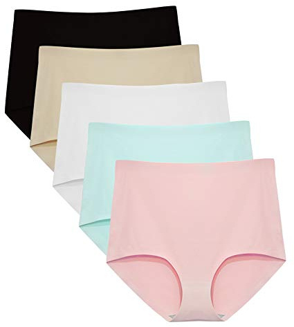 FallSweet No Show High Waist Briefs Underwear for Women Seamless Panties Multi Pack (Multi,L)