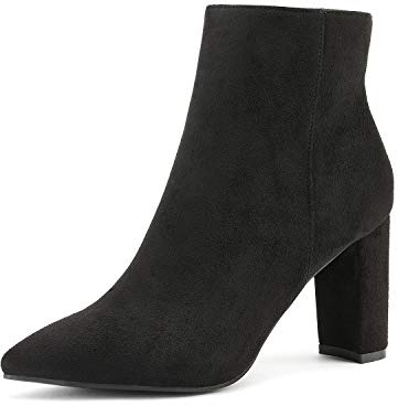 DREAM PAIRS Women's Chunky High Heels Ankle Boots Chelsea Boots Daily Dance Party Shoes,Size 6,Black,SIANNA-1