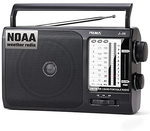 NOAA Weather AM FM Portable Radio with Best Reception, Transistor Radio, 3 X D Battery Operated Radios or AC Power, Emergency Household&Outdoor, Plug in Wall by PRUNUS