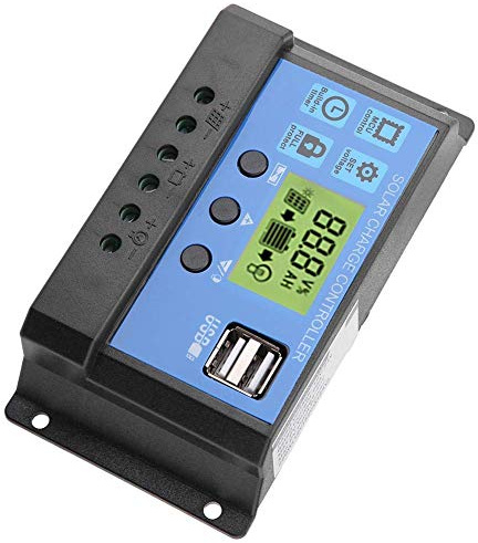 Nikou Solarladeregler solarpanel - PWM 12V 24V Dual USB Solarpanel Laderegler Regler LCD-Anzeige 10/20/30A(YJSS-30A)