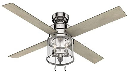 Hunter Fan Company 50270 Astwood Indoor Ceiling Fan with LED Light and Pull Chain Control, 52, Polished Nickel Finish