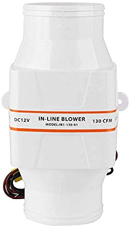 24V DC Inline Luftgebläse, Inline Gebläse 3 Zoll Inline Marine Bilge Luftgebläse Mute Starker Ventilator, für Yachtboot RV, Weiß