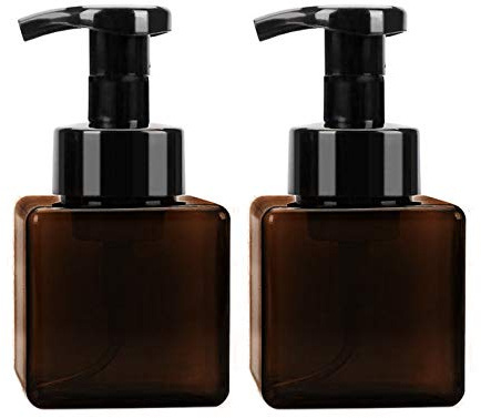 JamHooDirect 2 st 250 ml/8,5 oz tomma skummande tvåldispensrar pumpflaska, påfyllningsbar flytande handtvåldispenser fyrkantiga behållare förvaringshållare toalettartiklar för rengöring, resor,