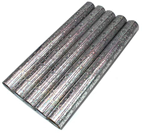5er Set Glitzerfolie Klebefolie 100x33cm pro Rolle Hologramm Glitzer Folie Bastelfolie Dekofolie Glitter Vinyl DIY (Stars)