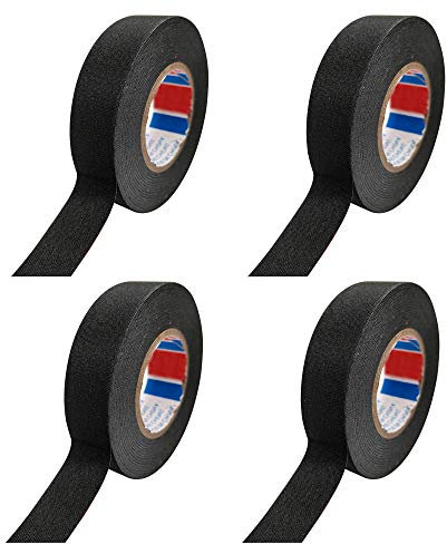 qipuneky 4pcs Cinta aislante de Arnés de Cableado Cinta Aislante de Tela Adhesivo Cinta Tela para Arnés de Cables Alta Temperatura para Coche Motocicleta (negro)