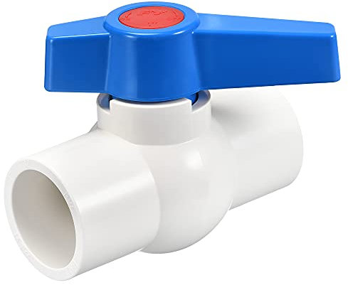 sourcing map Ball Valve, 32mm ID PVC Socket End Shut off Valve for Aquarium Setup, Sump Pump, Pool, Garden Sprinkler White Blue