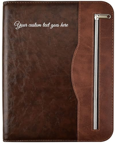 Arpan Personalised Text A4 Zipped Conference Folder Executive Portfolio Professional Business Document Case Bag Organiser Faux Leather (CL-512-CD)