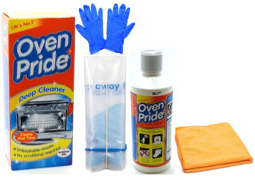 Oven Cleaner - Oven Pride Oven Cleaner - 500 ML Bottle - Bags for Cleaning Oven Racks, Gloves and Instructions Included - Complete Oven Cleaning Kit with Ultra Absorbent Microfibre Cleaning Cloth