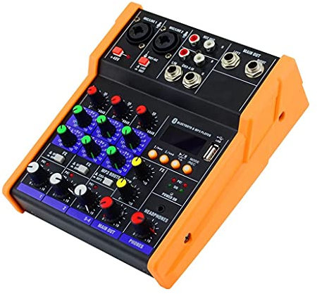 HMTE Mezclador de Audio de 4 Canales, Consola de DJ de Mezcla portátil para grabación de PC, Consola de DJ de Fiesta Webcast