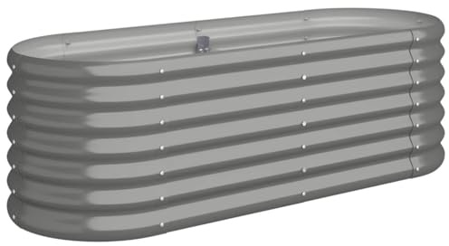 vidaXL Garden Raised Bed Galvanised Steel 114x40x36 cm Grey