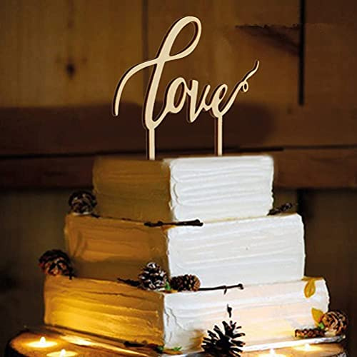 Love You Cake Toppers,Hochzeit Kuchen Topper,Love Birds Holz Tortentopper Party Hochzeitsgeschenk Jahrestag Kuchen Dekoration