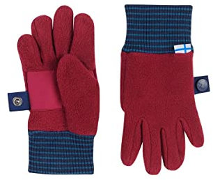 Finkid Sormikas Rot - Warme atmungsaktive Kinder Fleece Fingerhandschuhe, Größe M - Farbe Beet Red - Navy