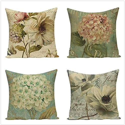 Tinnoon Kissenbezug 75x75cm 4er SetBoho Wohnzimmer Outdoor Deko, Schlafzimmer Zimmer Dekor Kissenhülle Kissenbezüge mit Verstecktem Reißverschluss, Couchkissen, Sofakissen Weinachten Schöne Blumen