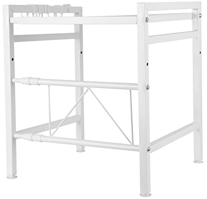 HUOLE Support Extensible pour Four à Micro-Ondes à Charge Lourde, Support d'étagère pour Four à Micro-Ondes à Hauteur réglable avec 3 Crochets Suspendus Organisateur de Rangement de Cuisine 25 kg
