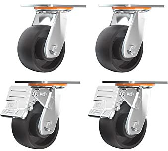 Tragfähigkeit 1500KG Schwerlast-Rollen Gusseisen-Rollen 4 Zoll 100mm Universal Schwenkbar Hochtemperaturbeständig Doppeltes Radlager Lenkrollen mit Bremsen (4 Stück)