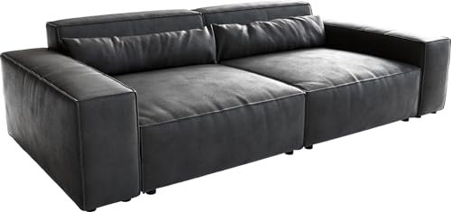 DELIFE Big-Couch Sirpio XL Lederimitat Vintage Anthrazit 270x130 cm