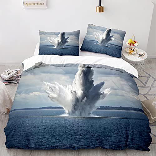 ApttEk Weiches Polyester Bettbezüge 155X220 Langlebig Und Schnell Trocknend Bettwäsche 155X220Cm Explodieren + Kissenbezug 80X80 cm Allergie Bettwäsche Set Anti Milben