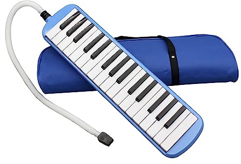 32 Tasten Melodica, Musikinstrument Air Piano Keyboard, Melodica Instrument mit Tragetasche (Blau)