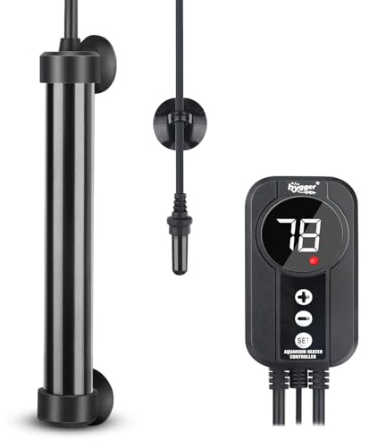 hygger Marine Aquarium Heater 50W 100W 200W 300W 500W,Titanium Heater with Temperature Calibration,Digital LED Controller,Temperature Probe,Submersible Fish Tank Heater for Saltwater Freshwater Tank