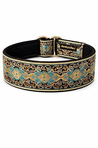 Hundehalsband extrabreit 5cm Zugstopp mit weicher Polsterung verstellbar Martingale Windhunde-Halsband stabil (bis 48cm Hals- 54cm Kopfumfang inkl 6cm Zugstopp)