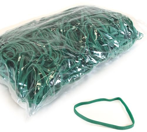 PAMPOLS Gomas Elásticas para Papelería Oficina y Uso Agroalimentario | Bandas para Atar Lechugas | Atado Agrícola de Cultivos en el Huerto | Color Verde | Largo x ancho: 10cm x 0,4cm | Bolsa de 1Kg