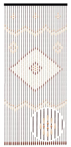 JINPRDAMZ Holzperlenvorhang, Türvorhang Holz Bambusperlen Perlenvorhang für Zimmertüren, Balkon, Terrassentür,Badezimmertür, Arbeitszimmertür, Retro-Holzperlenketten, 31 Stränge, Braun, 90 x 208cm