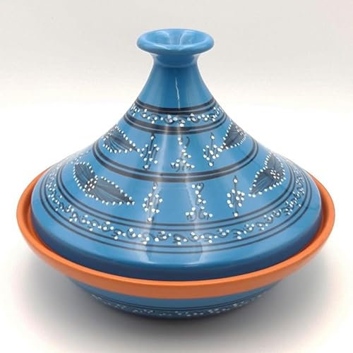 Tajine zum Kochen, Tätowiert, Blau, Durchmesser 31 cm