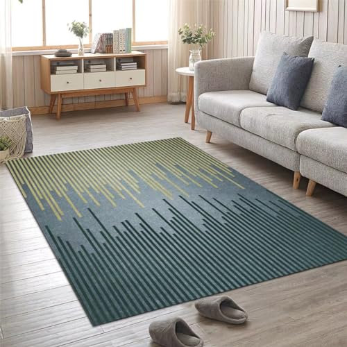 Kunsen 50X80CM Teppich Gross Abstraktes, minimalistisches Wohnzimmer, stilvolle Kurzflor-Innendekoration, rutschfest Flokati Teppich Grün Günstiger Teppich Teppich Kinderzimmer Mädchen