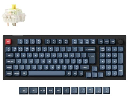 Keychron V5 Max Compact 100-Key Wireless Custom Knob Mechanical Keyboard, Programmable Bluetooth 5.1/2.4 GHz/Wired with RGB Hot-swappable Gateron Jupiter Banana Switch for Mac Win Linux - UK Layout