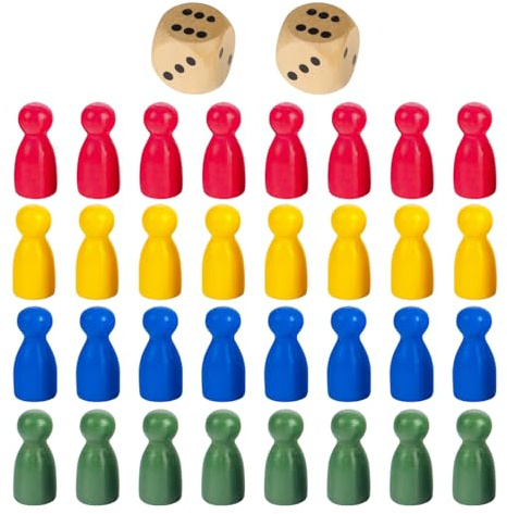 WUFGWBD 32 Chess Pieces And 2 Dice, Wooden Toys, Board Game Accessories, Throwing Game, Interactive Toys For The Home