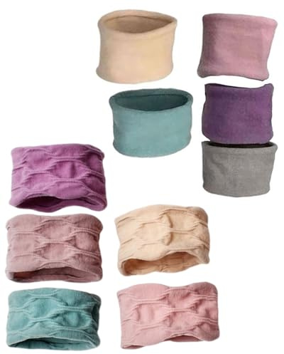 WUNZILO 10 Pcs Élastiques à Cheveux pour Femmes Filles Bandes à Cheveux en Coton Noirs Solides Attaches de Cheveux sans Couture Larges Bobbles de Cheveux en Queue de Cheval Extensible, Multicolore