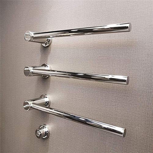Radiatore scaldasalviette Elettrico da Parete per Bagno, scaldasalviette Elettrico da Parete, radiatore scaldasalviette in Acciaio Inox con 3 aste, scaldasalviette Elettrico a Filo Rigido, FO