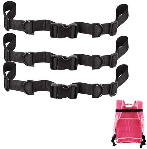 3Stück Verstellbare Brustgurte für Rucksäcke – Robuste Nylon-Gurte mit Schnalle,Ideal für Schule,Wandern,Jogging und Reisen (Schwarz)