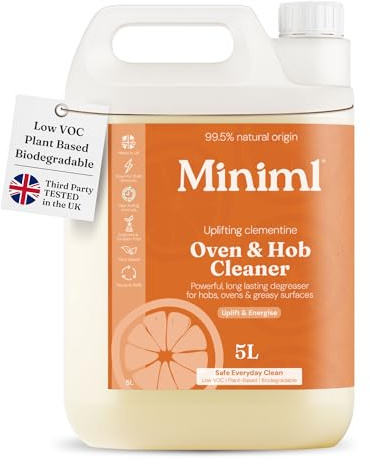 Miniml Oven & Hob Cleaner 5L Refill – Clementine Citrus | Powerful Grease & Grime Remover – Solvent-Free – Cruelty-Free – Vegan – Natural & Plant-Based – Quick Dry Formula – Bulk Buy