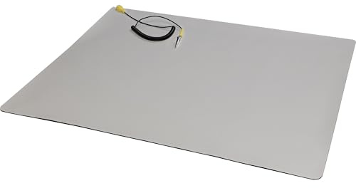 InLine® Esterilla de trabajo antiestática, 90 x 60 cm, protección ESD, superficie de PVC, incluye cable en espiral con pinza de cocodrilo, para trabajos electrónicos, 55553A