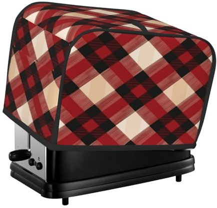 Mexpekil Toaster-Abdeckung, Weihnachtsbüffelkariert, Rot, 2 Scheiben, Brotbackmaschine, wasserdicht, Küche, kleines Gerät, staubdichte Abdeckungen, Toaster-Ofenschutz, Frauengeschenk