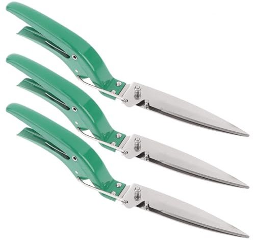 Cesoie per erba a mano, lama in acciaio temperato da 33 cm, testa girevole girevole che si blocca in posizione per l'angolo ideale, molla automatica per meno affaticamento della mano, blocco di