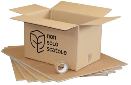 NON SOLO SCATOLE – 10 Scatole Trasloco + Nastro adesivo, Imballaggio, Scatoloni per Trasloco, Cartoni per Traslochi, Scatole per Armadio, Scatola Porta Oggetti, Spedizioni, Doppia Onda, Made in Italy