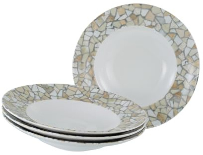 Creatable, 24707, Serie Stone Collection Siena, 4-teiliges Geschirrset für 4 Personen, Pastateller aus Porzellan, spülmaschinen- und mikrowellengeeignet, Made in Europe