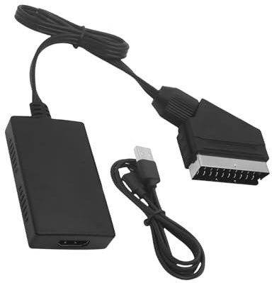 LLINthy Adaptateur péritel multi-appareils vers HDTV alimenté par USB 1080p pour projecteurs et lecteurs Adaptateur péritel vers HDTV