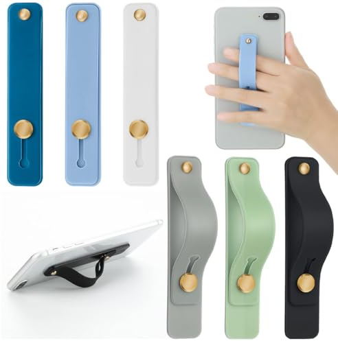 JYNXOR 6 soportes para dedos para teléfono móvil,correas de soporte para funda de teléfono,universal, de silicona,telescópico,compatible con teléfono móvil, como anillo y soporte para todos los
