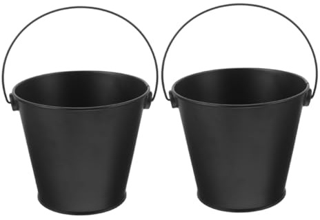 BIUDECO 2 Piezas Cubos de Metal para Grasa de Barbacoa Cubo Goteo Aceite Resistente Hierro para Parrilla Recogedor de Grasa para Exteriores y Cocina Fácil Limpieza y Almacenamiento